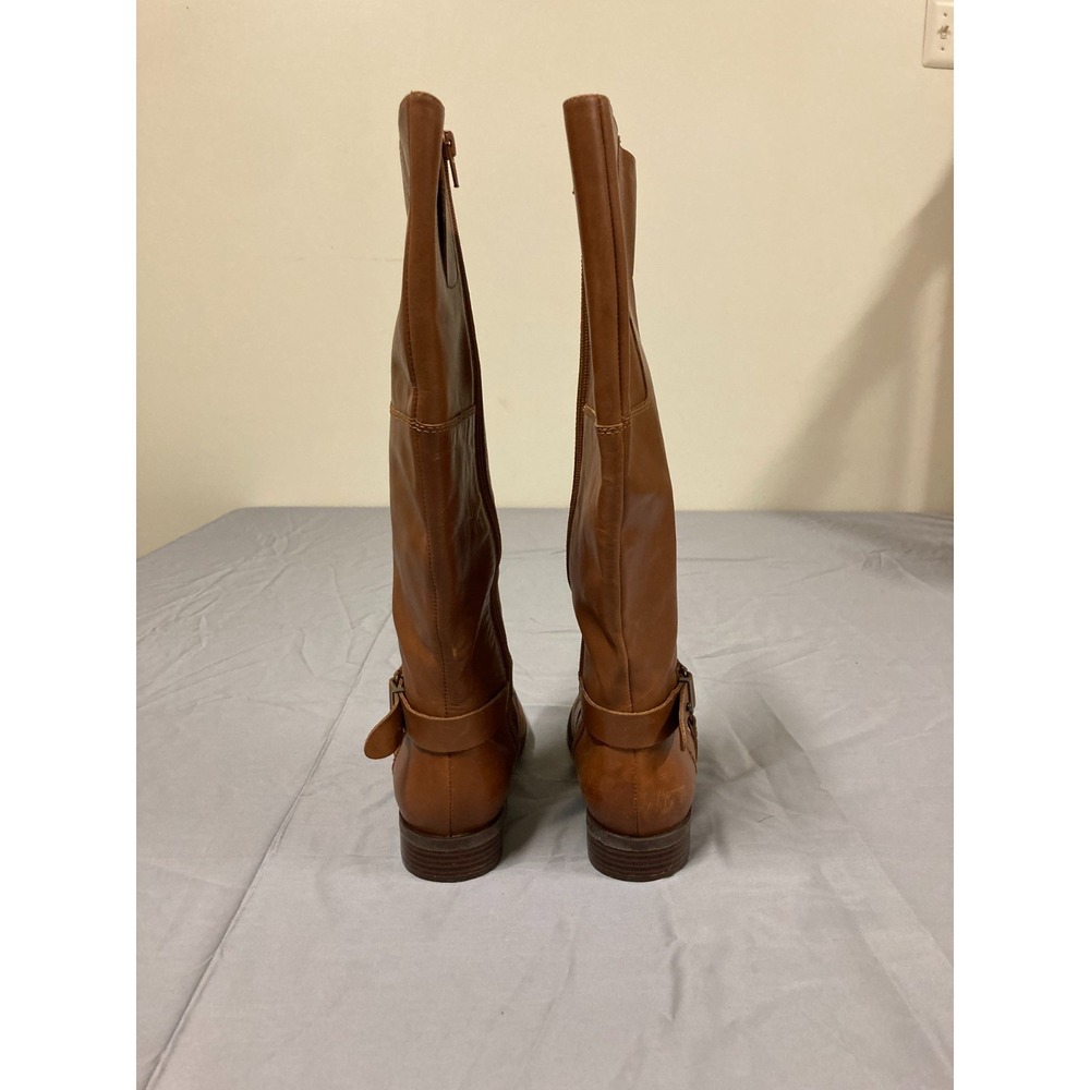 Nine West Blogger Leather Knee-High Riding Boots Women's Brown Side-Zip - 8M - Picture 4 of 10